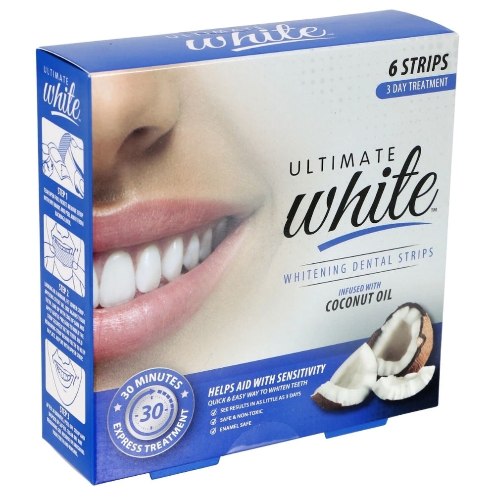 2 PACK Ultimate White Whitening Dental Strips with Coconut Oil 3Day 30Mi…